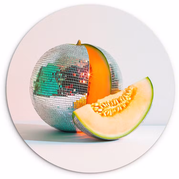 Disco - Discobal - Meloen - Pastel Wandcirkel kunststof plaat 5mm dik klein -3d