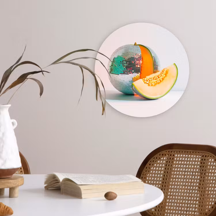 Disco - Discobal - Meloen - Pastel Wandcirkel kunststof plaat 5mm dik klein -sfeer4