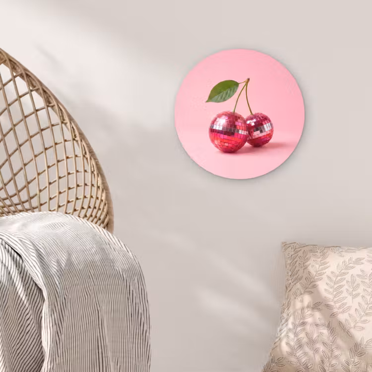 Disco - Kersen - Roze Wandcirkel kunststof plaat 5mm dik klein -sfeer5