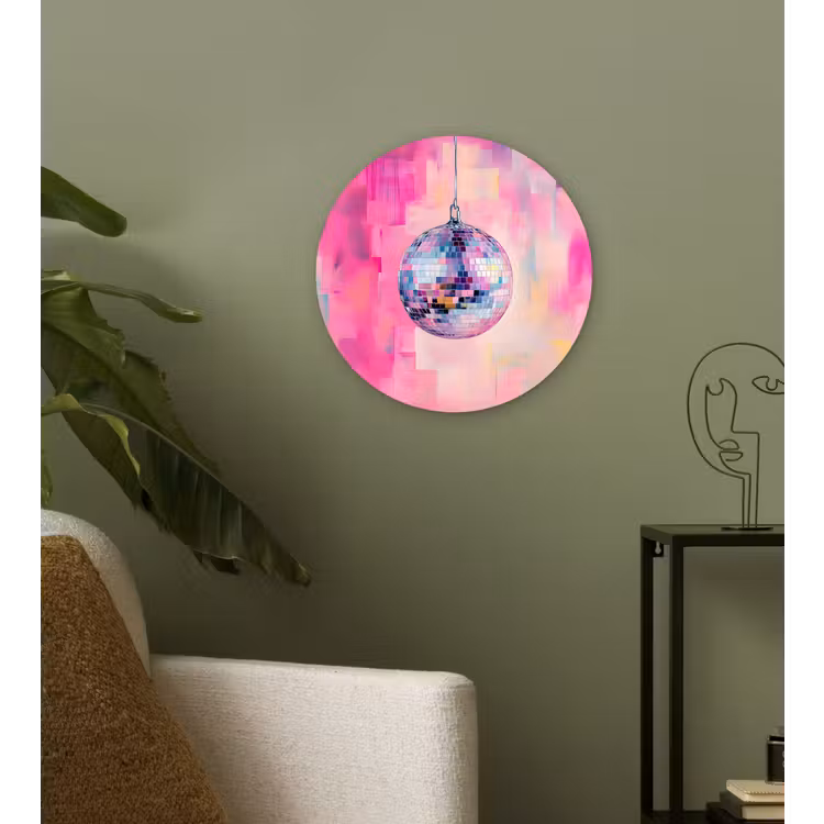 Discobal - Pink - Verf Wandcirkel kunststof plaat 5mm dik klein -sfeer3