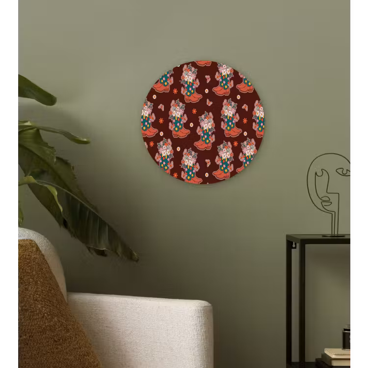 Donker - Cowboy - Laars - Patroon Wandcirkel kunststof plaat 5mm dik klein 188 -sfeer3