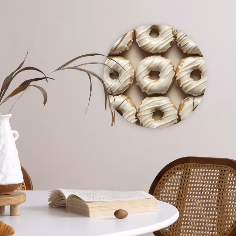 Donuts - Chocolade - Wit - Beige Wandcirkel kunststof plaat 5mm dik klein -sfeer4