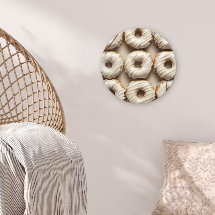 Donuts - Chocolade - Wit - Beige Wandcirkel kunststof plaat 5mm dik klein -sfeer5