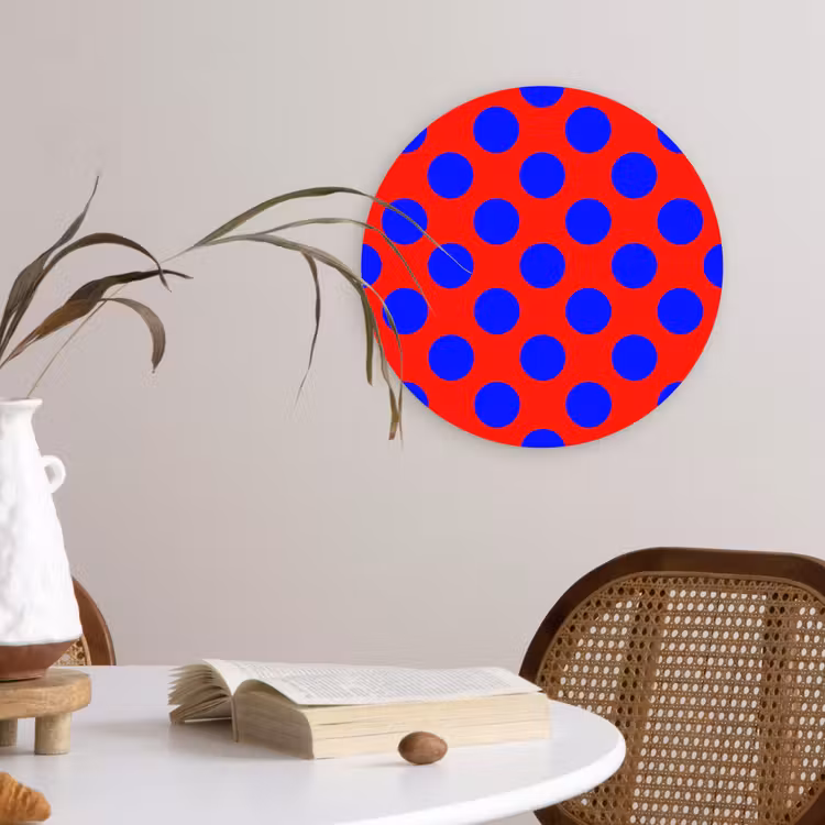 Dots - Klassiek - Rood Wandcirkel kunststof plaat 5mm dik klein 188 -sfeer4