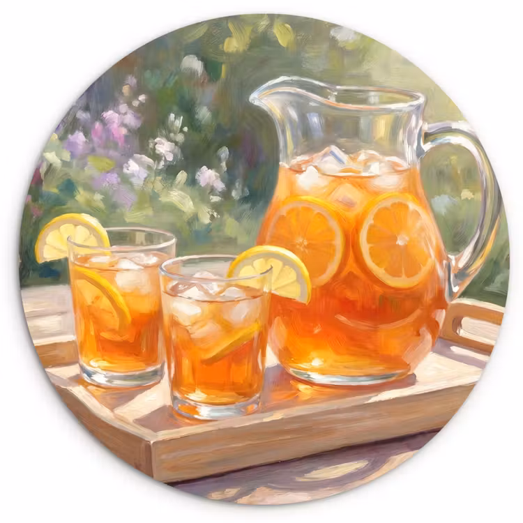 Drank - Citroen - Zomer - Tuin - Geel Wandcirkel kunststof plaat 5mm dik klein -3d