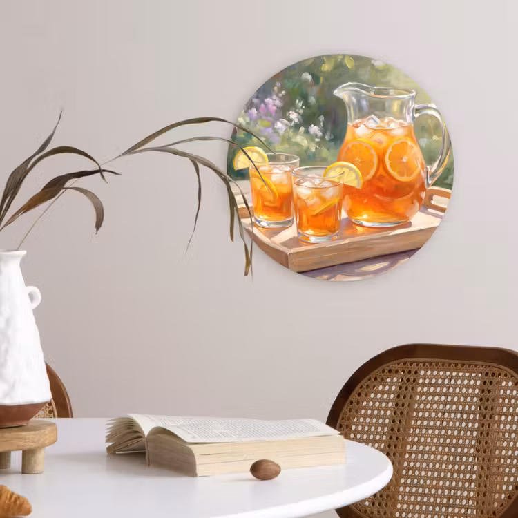 Drank - Citroen - Zomer - Tuin - Geel Wandcirkel kunststof plaat 5mm dik klein -sfeer4