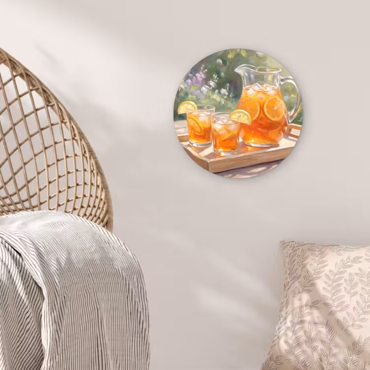 Drank - Citroen - Zomer - Tuin - Geel Wandcirkel kunststof plaat 5mm dik klein -sfeer5