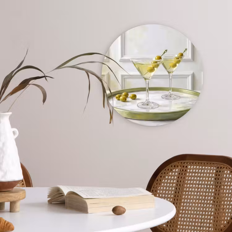 Drank - Martini - Olijven - Modern - Wit Wandcirkel kunststof plaat 5mm dik klein -sfeer4