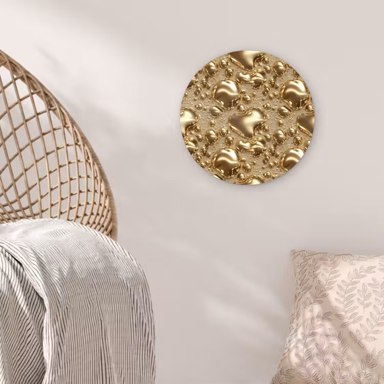 Druppels - Organisch - Goud Wandcirkel kunststof plaat 5mm dik klein 188 -sfeer5