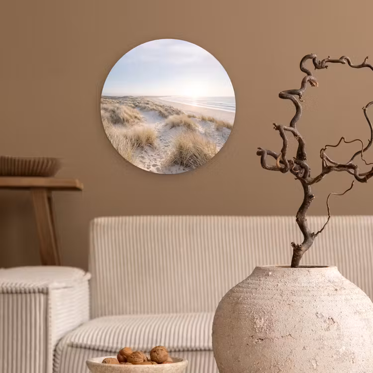 Duinen - Strand - Beige Wandcirkel kunststof plaat 5mm dik klein -sfeer1