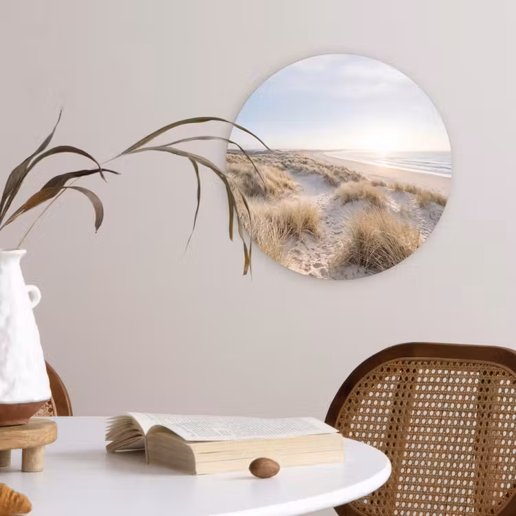 Duinen - Strand - Beige Wandcirkel kunststof plaat 5mm dik klein -sfeer4