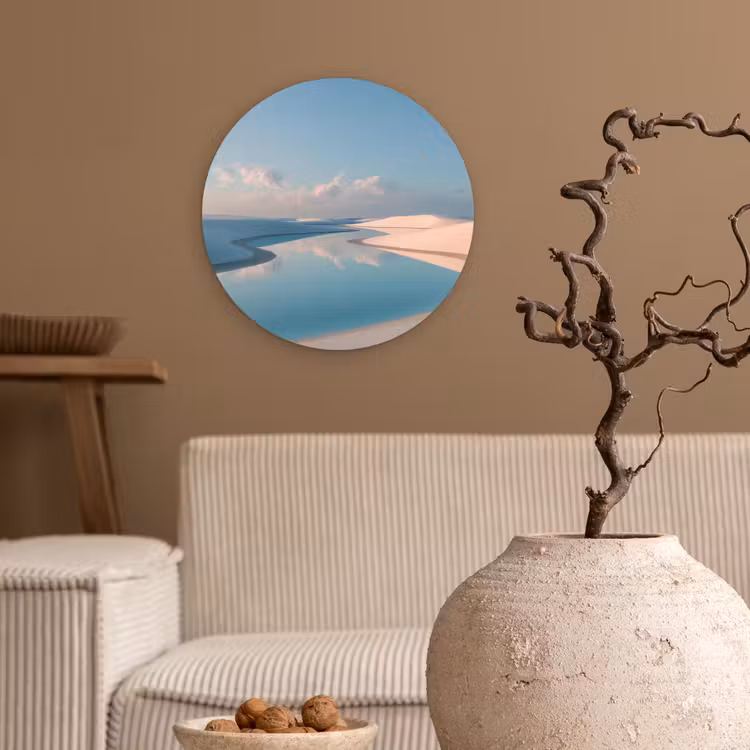 Duinen - Waterplas - Oneindige rust Wandcirkel kunststof plaat 5mm dik klein -sfeer1