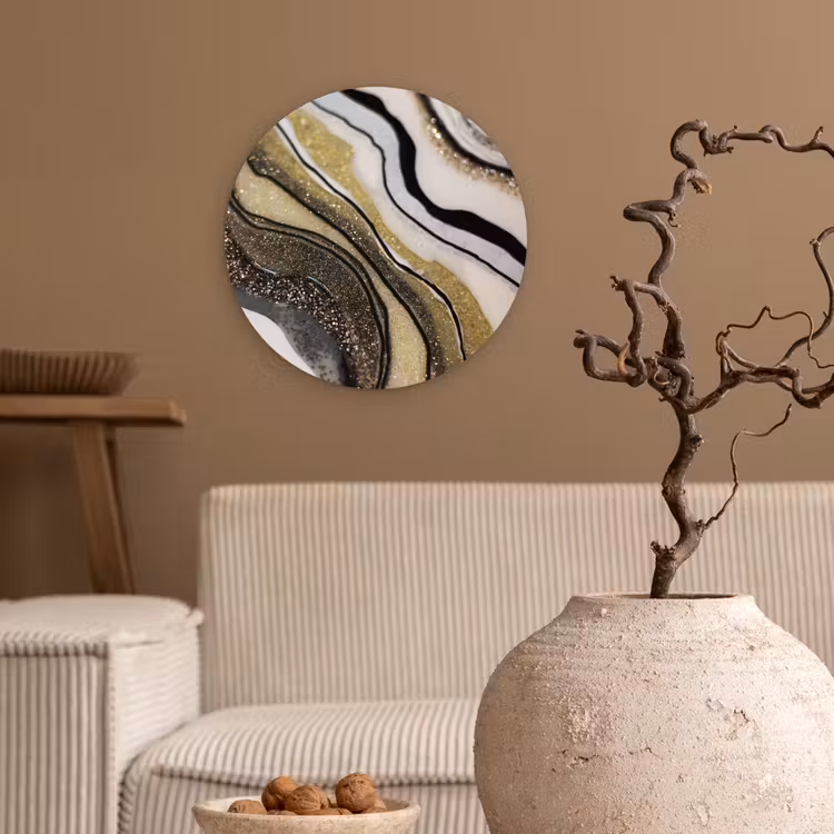 Edelsteen - Abstract - Marmer - Natuur Wandcirkel kunststof plaat 5mm dik klein -sfeer1
