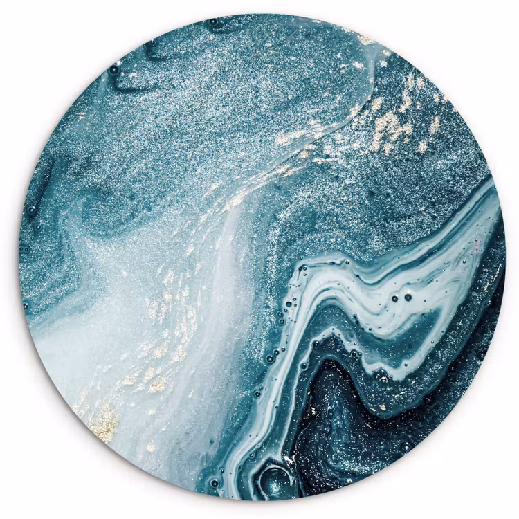 Edelstenen - Blauw - Natuur - Marmer - Abstract Wandcirkel kunststof plaat 5mm dik klein -3d