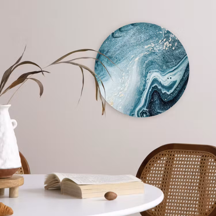 Edelstenen - Blauw - Natuur - Marmer - Abstract Wandcirkel kunststof plaat 5mm dik klein -sfeer4