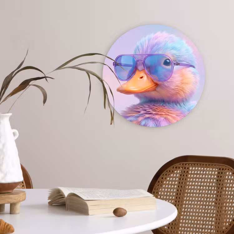 Eend - bril - Pastel Wandcirkel kunststof plaat 5mm dik klein -sfeer4