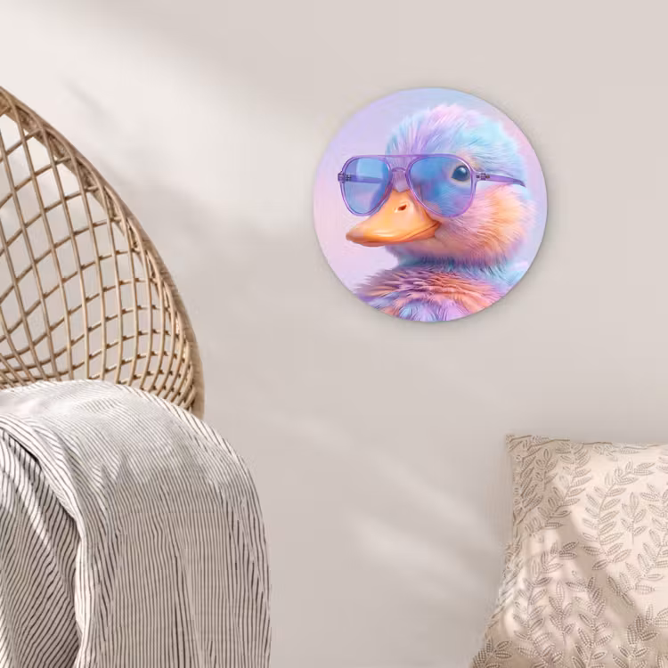 Eend - bril - Pastel Wandcirkel kunststof plaat 5mm dik klein -sfeer5