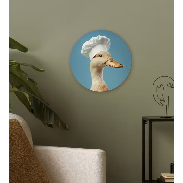 Eend - Koksmuts - Cute - Vogel Wandcirkel kunststof plaat 5mm dik klein -sfeer3