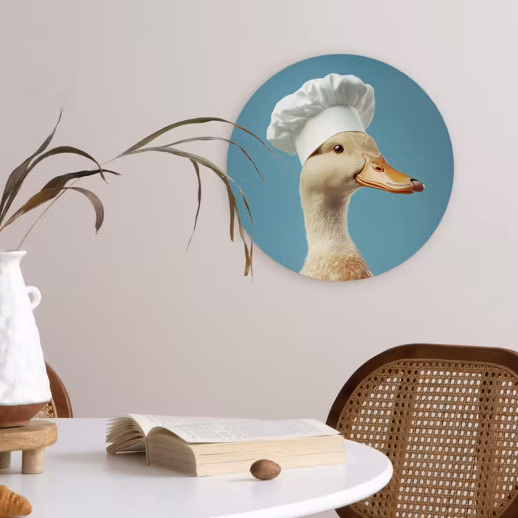 Eend - Koksmuts - Cute - Vogel Wandcirkel kunststof plaat 5mm dik klein -sfeer4