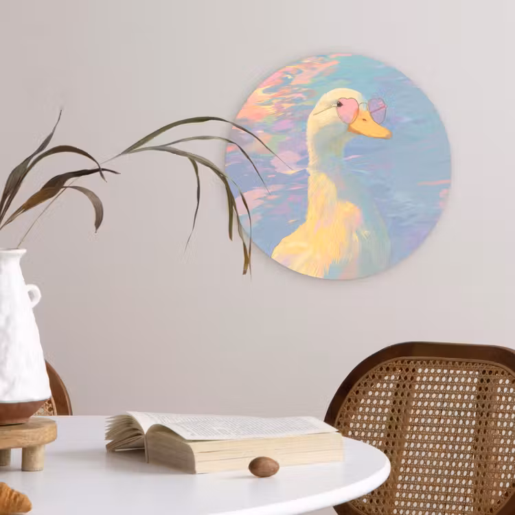 Eend - Zonnebril - Water Wandcirkel kunststof plaat 5mm dik klein -sfeer4