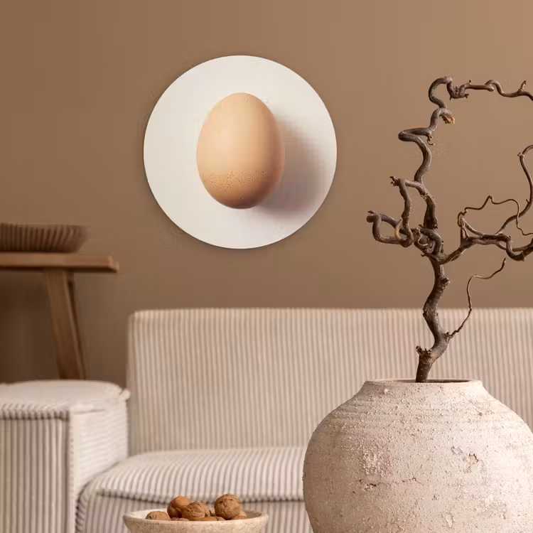 Ei - Beige - Ovaal - Egaal Wandcirkel kunststof plaat 5mm dik klein -sfeer1