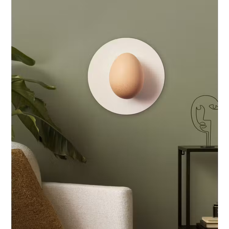 Ei - Beige - Ovaal - Egaal Wandcirkel kunststof plaat 5mm dik klein -sfeer3