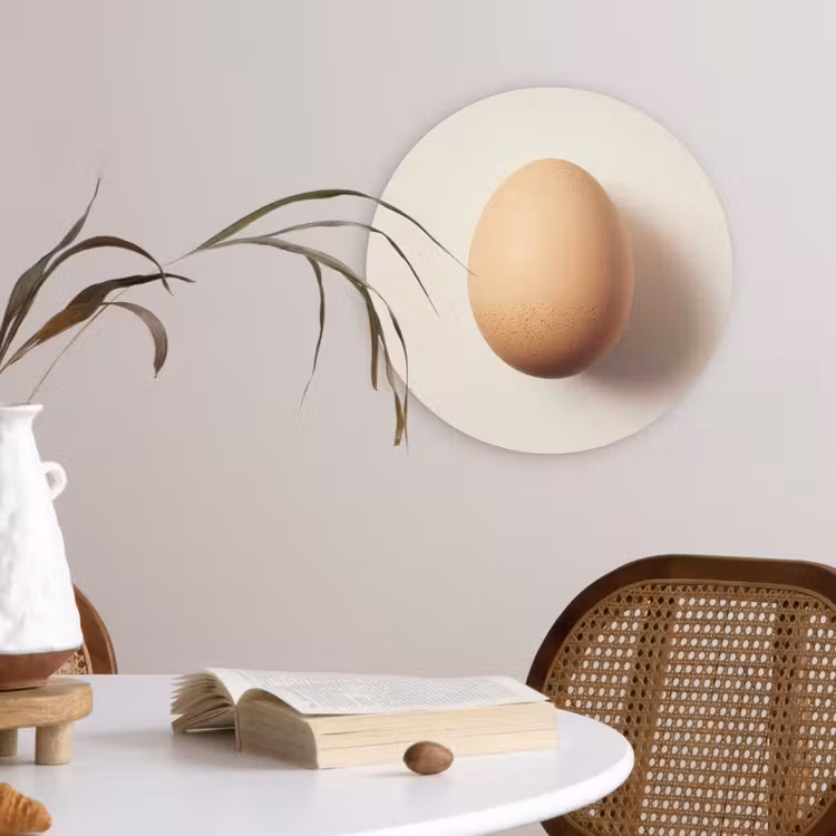 Ei - Beige - Ovaal - Egaal Wandcirkel kunststof plaat 5mm dik klein -sfeer4