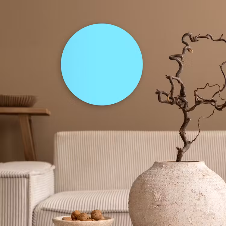 Electric - Cyan - Blauw Wandcirkel kunststof plaat 5mm dik klein 188 -sfeer1