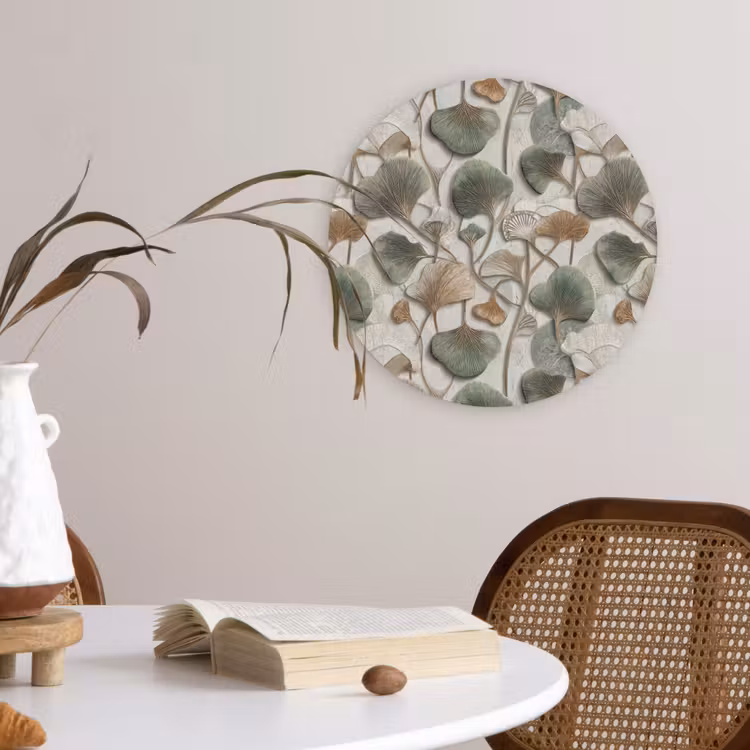 Elegant - Bladeren - Groen Wandcirkel kunststof plaat 5mm dik klein 188 -sfeer4