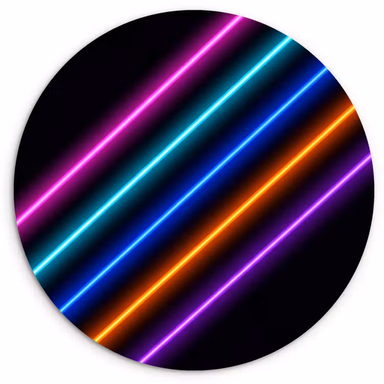 Esthetiek - Retro - Neon Wandcirkel kunststof plaat 5mm dik klein -3d
