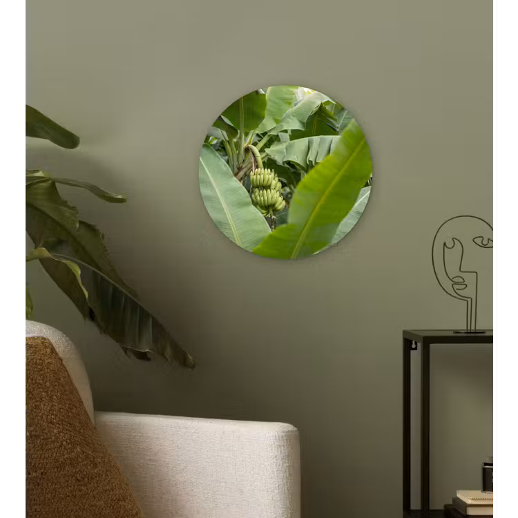 Eten - Bananen - Plantage - Groen Wandcirkel kunststof plaat 5mm dik klein -sfeer3