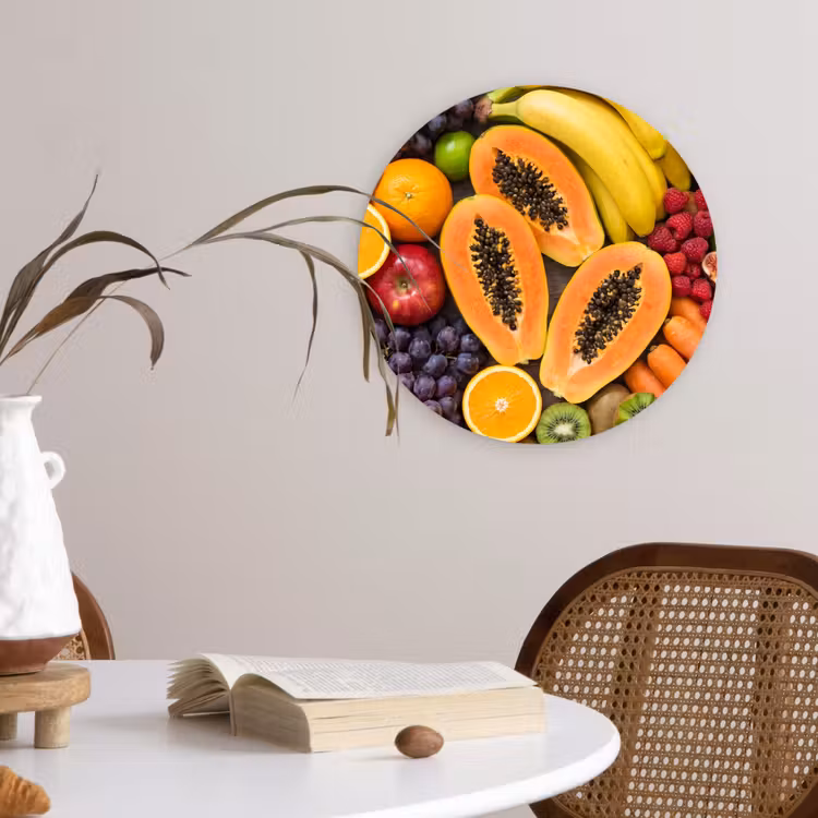 Eten - Fruit - Groenten - Vers - Kleurrijk Wandcirkel kunststof plaat 5mm dik klein -sfeer4
