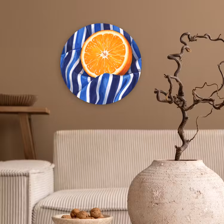 Muurcirkel - Eten - Fruit - Oranje - Eten - Fruit - Oranje Wandcirkel kunststof plaat 5mm dik klein