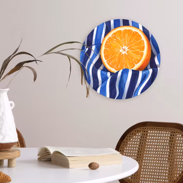 Muurcirkel - Eten - Fruit - Oranje - Eten - Fruit - Oranje Wandcirkel kunststof plaat 5mm dik klein