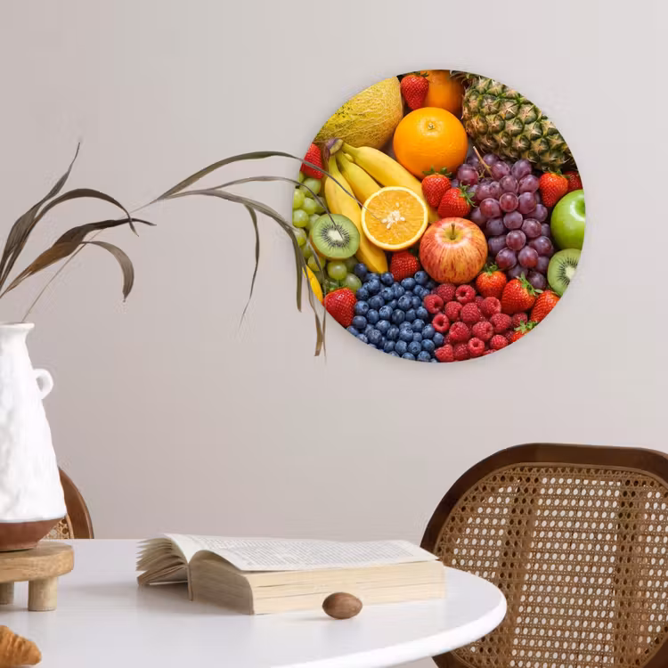 Eten - Fruit - Vers - Kleurrijk - Voeding Wandcirkel kunststof plaat 5mm dik klein -sfeer4