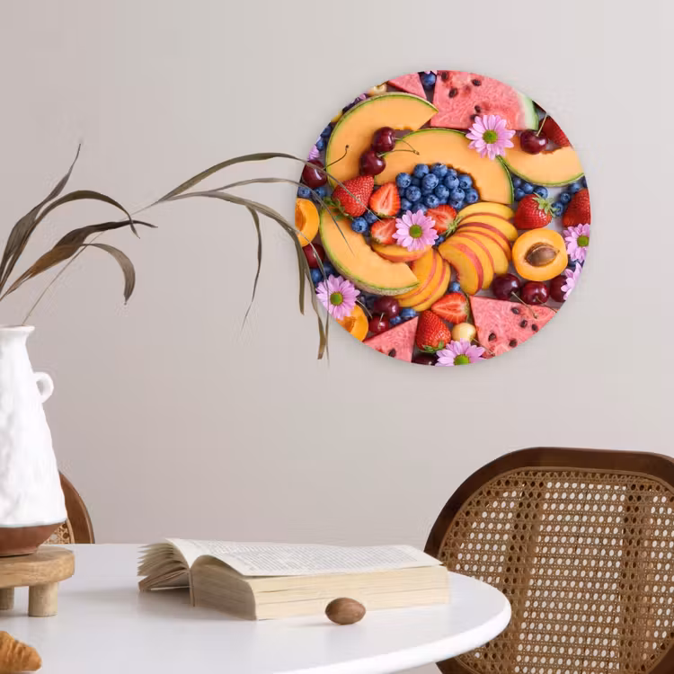Eten - Fruit - Zomer - Kleurrijk Wandcirkel kunststof plaat 5mm dik klein -sfeer4