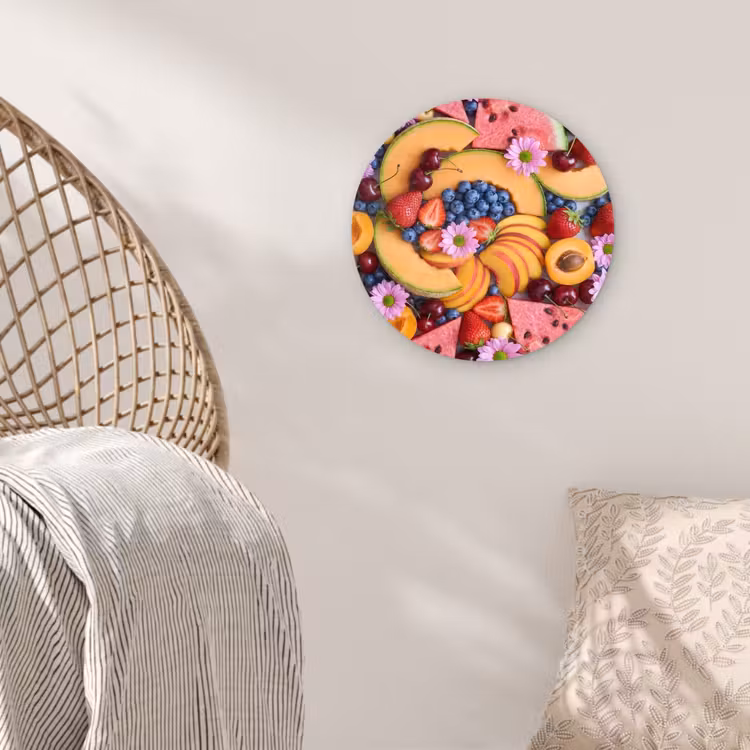 Eten - Fruit - Zomer - Kleurrijk Wandcirkel kunststof plaat 5mm dik klein -sfeer5