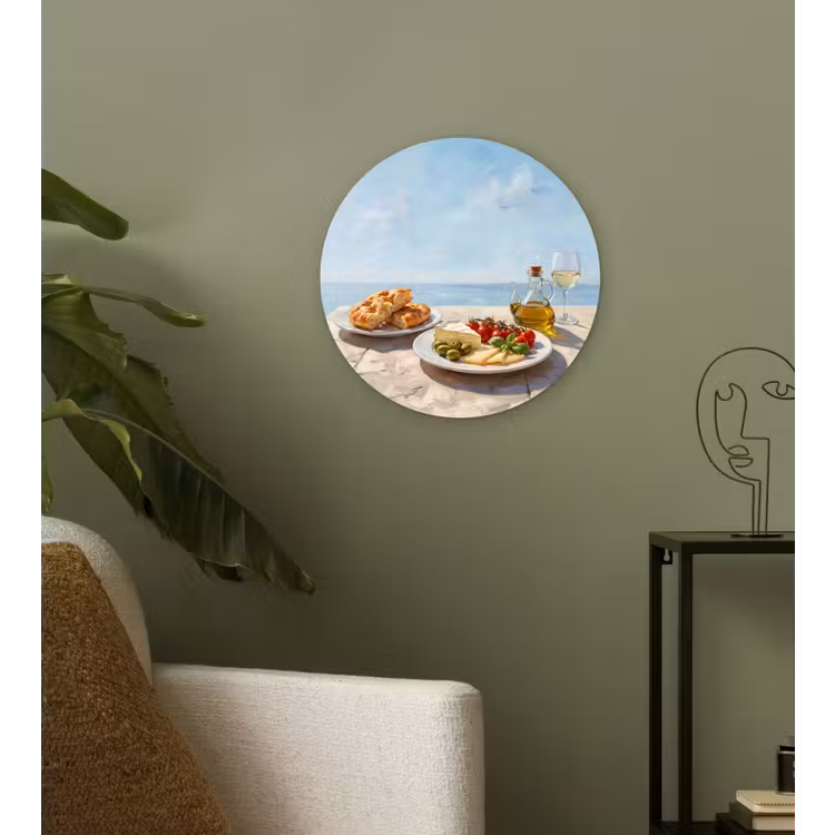 Eten - Middellandse Zee - Natuur - Geschilderd Wandcirkel kunststof plaat 5mm dik klein -sfeer3