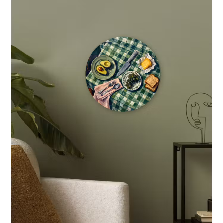 Eten - Ontbijt - Tafel - Modern - Groen Wandcirkel kunststof plaat 5mm dik klein -sfeer3
