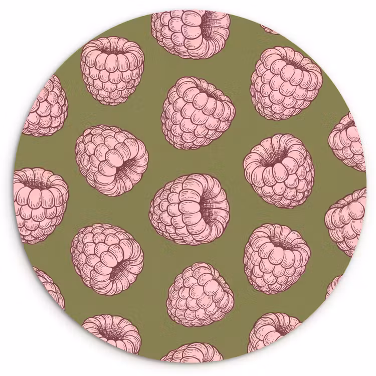 Eten - Patroon - Illustratie - Roze - Groen Wandcirkel kunststof plaat 5mm dik klein -3d