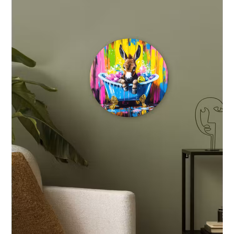 Ezel - Badkuip - Roze - Schuim Wandcirkel kunststof plaat 5mm dik klein -sfeer3