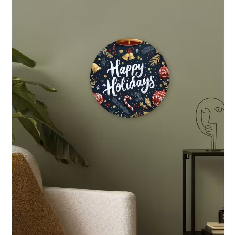 Feestelijk - Kerstgroet - Kleurrijk Wandcirkel kunststof plaat 5mm dik klein -sfeer3