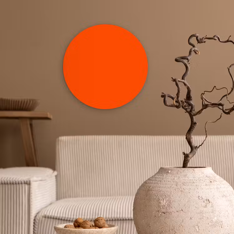 Fiery - Tangerine - Oranje Wandcirkel kunststof plaat 5mm dik klein 188 -sfeer1