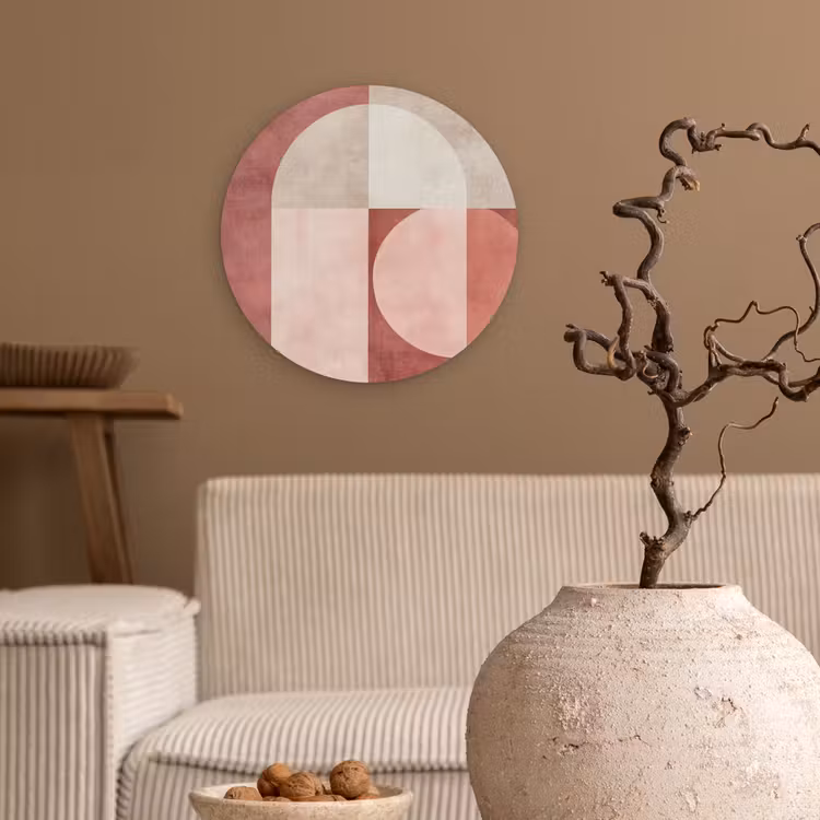 Figuren - Abstract - Roze Wandcirkel kunststof plaat 5mm dik klein -sfeer1