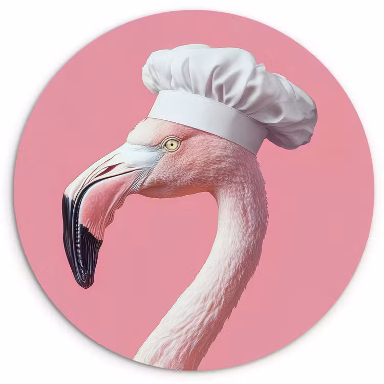 Flamingo - Roze - Koksmuts - Vogel Wandcirkel kunststof plaat 5mm dik klein -3d
