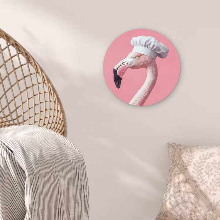 Flamingo - Roze - Koksmuts - Vogel Wandcirkel kunststof plaat 5mm dik klein -sfeer5