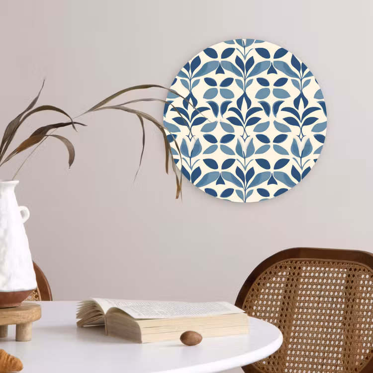 Flora - Modern - Blauw Wandcirkel kunststof plaat 5mm dik klein 188 -sfeer4