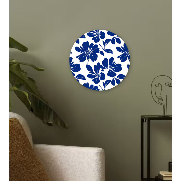 Floraal - Modern - Blauw Wandcirkel kunststof plaat 5mm dik klein 188 -sfeer3