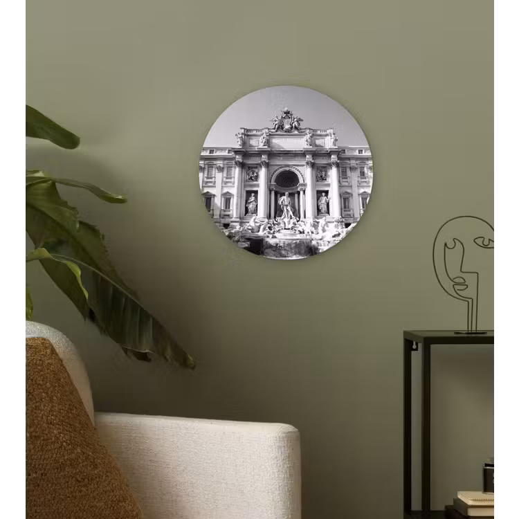 Fontein - Beelden - Architectuur - Zwart-wit Wandcirkel kunststof plaat 5mm dik klein -sfeer3