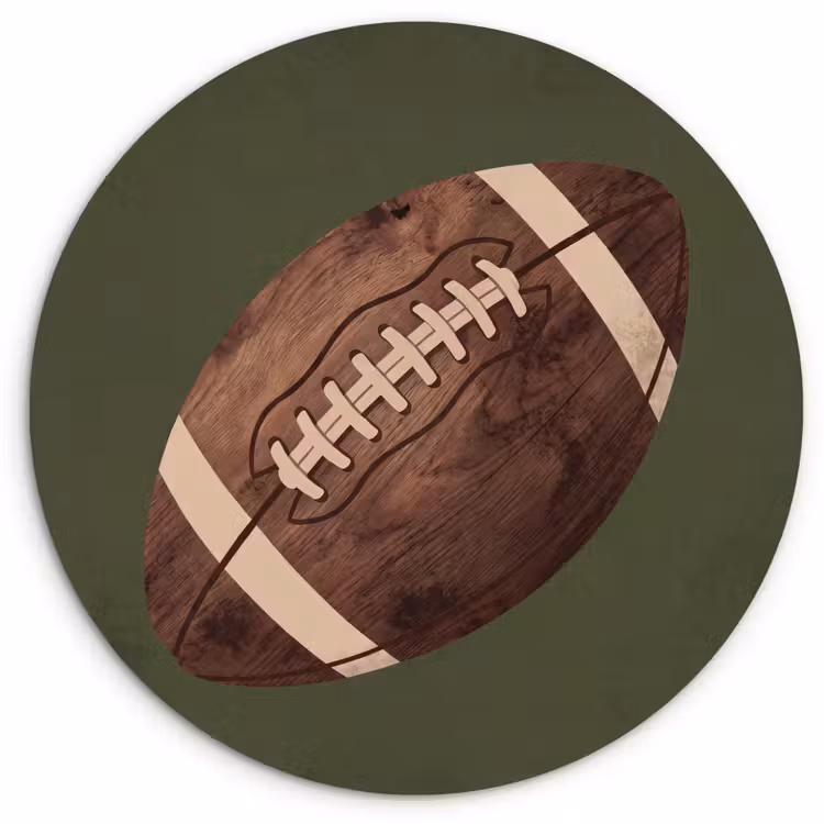 Football - Hout - Sport - Groen Wandcirkel kunststof plaat 5mm dik klein -3d